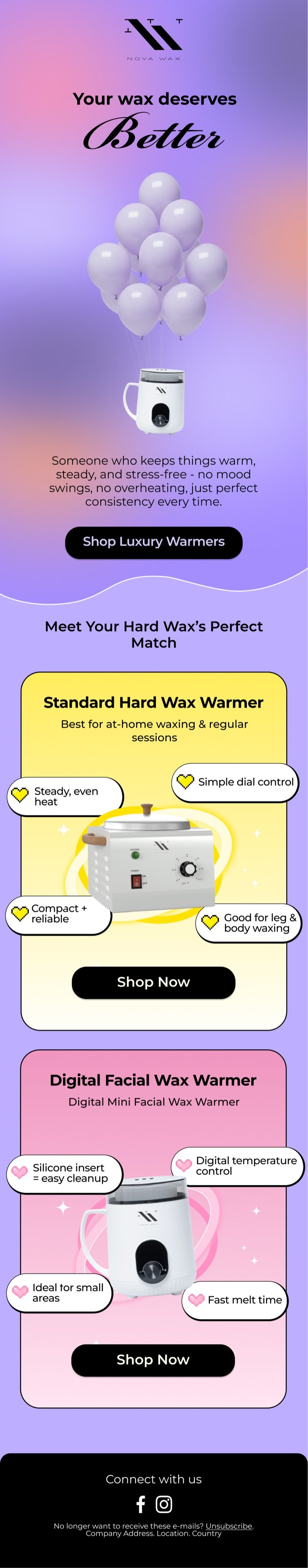 Nova Wax — Hard Wax Warmers email design