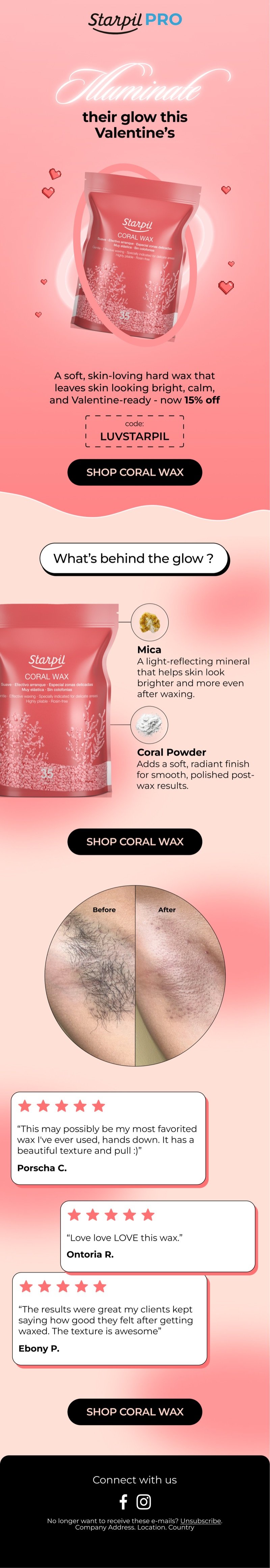 Starpil Pro — Coral Wax Highlight email design