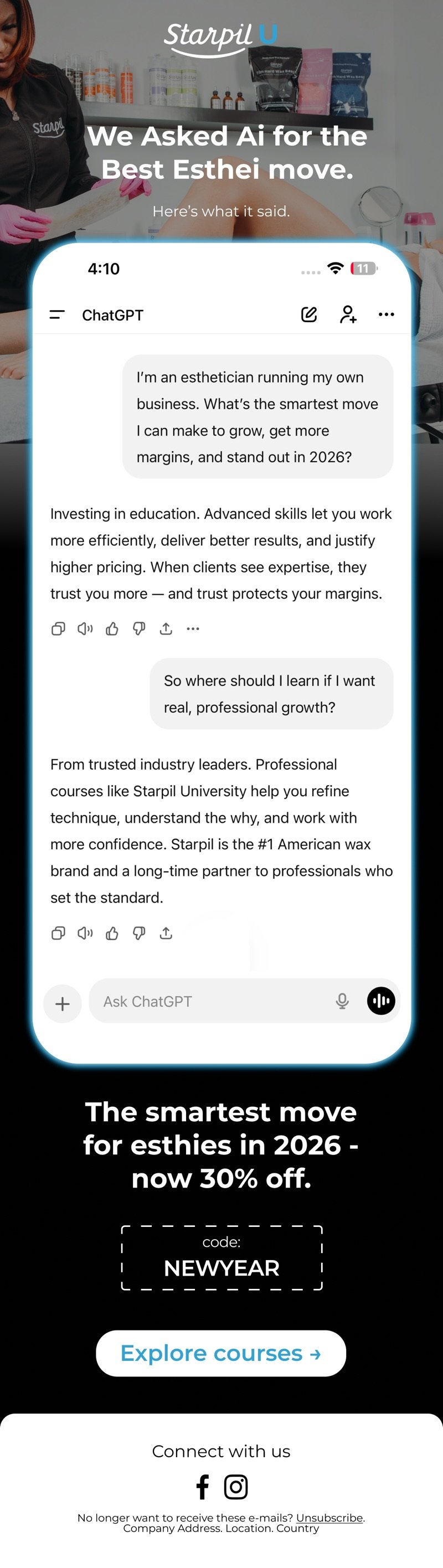 Starpil University course discount email design